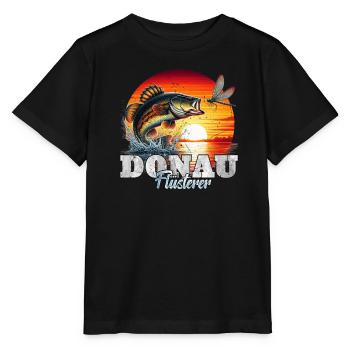 DONAU FLÜSTERER Angler Outfit Angeln Hobby - Stanley/Stella Kinder T-Shirt MINI CREATOR  - Schwarz - Vorne - Mikhail (115cm)