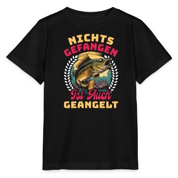 Angler Outfit NICHTS GEFANGEN IST AUCH GEANGELT - Stanley/Stella Kinder T-Shirt MINI CREATOR  - Schwarz - Vorne - Mikhail (115cm)