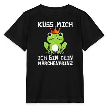 Froschkostüm KÜSS MICH ICH BIN EIN MÄRCHENPRINZ - Stanley/Stella Kinder T-Shirt MINI CREATOR  - Schwarz - Vorne - Mikhail (115cm)