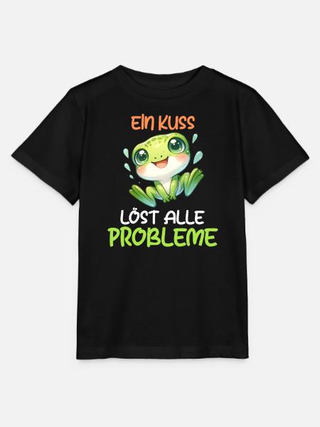 Froschkostüm EIN KUSS LÖST ALLE PROBLEME Lustig - Stanley/Stella Kinder T-Shirt MINI CREATOR - Schwarz