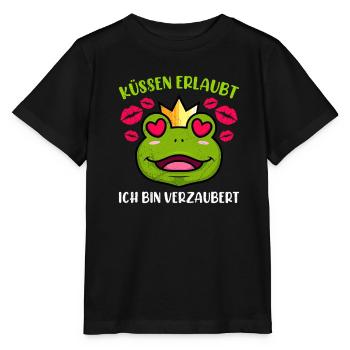 Faschings Party KÜSSEN ERLAUBT BIN VERZAUBERT - Stanley/Stella Kinder T-Shirt MINI CREATOR  - Schwarz - Vorne - Mikhail (115cm)