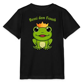 Karneval Party Kostüm BUSSI DEM FROSCH Lustiges - Stanley/Stella Kinder T-Shirt MINI CREATOR  - Schwarz - Vorne - Mikhail (115cm)