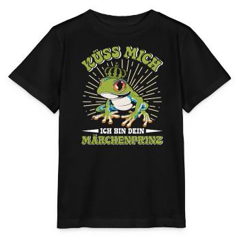 Froschkostüm KÜSS MICH BIN EIN MÄRCHENPRINZ - Stanley/Stella Kinder T-Shirt MINI CREATOR  - Schwarz - Vorne - Mikhail (115cm)