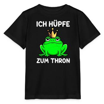 Karneval Frosch ICH HÜPFE ZUM THRON Lustiges - Stanley/Stella Kinder T-Shirt MINI CREATOR  - Schwarz - Vorne - Mikhail (115cm)