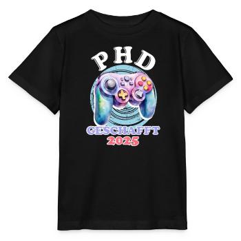 PH.D GESCHAFFT 2025 Lustiges Doktorand - Stanley/Stella Kinder T-Shirt MINI CREATOR  - Schwarz - Vorne - Mikhail (115cm)