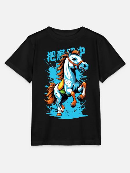 Wildpferd in Bunt - Stanley/Stella Kinder T-Shirt MINI CREATOR - Schwarz