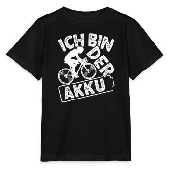 Radfahrer ICH BIN DER AKKU Radeln Lustiges - Stanley/Stella Kinder T-Shirt MINI CREATOR  - Schwarz - Vorne - Mikhail (115cm)