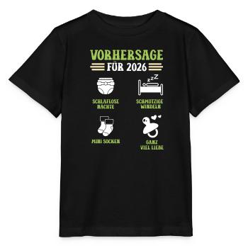 Schwangerschaft VORHERSAGE 2026 Lustiges - Stanley/Stella Kinder T-Shirt MINI CREATOR  - Schwarz - Vorne - Mikhail (115cm)