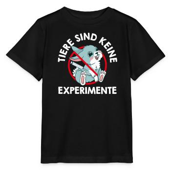 Tierwohl TIERE SIND KEINE EXPERIMENTE LUSTIG - Stanley/Stella Kinder T-Shirt MINI CREATOR  - Schwarz - Vorne - Mikhail (115cm)