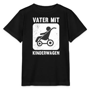 Werdender Vater MIT KINDERWAGEN Lustiges - Stanley/Stella Kinder T-Shirt MINI CREATOR  - Schwarz - Vorne - Mikhail (115cm)