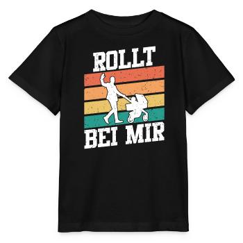 Werdender Vater ROLLT BEI MIR Lustiges - Stanley/Stella Kinder T-Shirt MINI CREATOR  - Schwarz - Vorne - Mikhail (115cm)