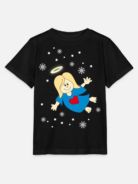 Christmas angel with snowflakes sweet angel - Stanley/Stella MINI CREATOR Kids’ T-Shirt - black