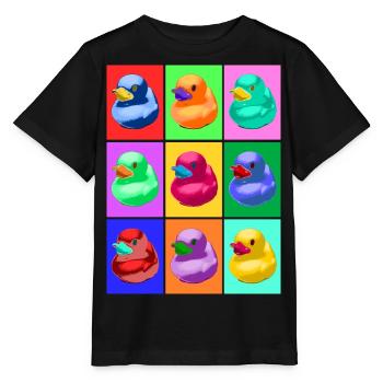 Pop Art Ente, Pop Art Duck - Stanley/Stella MINI CREATOR Kids’ T-Shirt - black - Front - Mikhail (115cm)