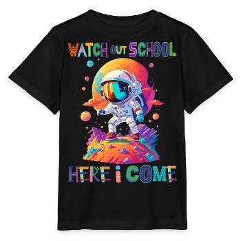 Watch out school - here I come / Astronaut boy - Stanley/Stella Kinder T-Shirt MINI CREATOR  - Schwarz - Vorne - Mikhail (115cm)