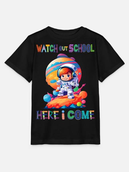 Attention à l’école - me voilà / Astronaute fille - T-shirt bio MINI CREATOR Stanley/Stella Enfant - noir