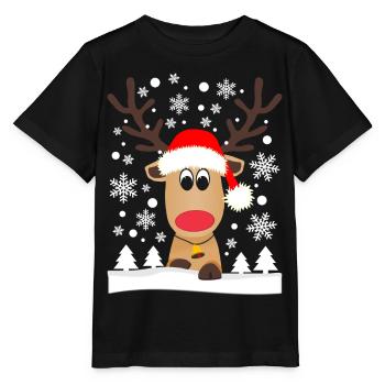 Rentier Schneeflocken Weihnachten Lustig - Stanley/Stella Kinder T-Shirt MINI CREATOR  - Schwarz - Vorne - Mikhail (115cm)
