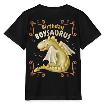Anniversaire Garçon-Fils, Boysaurus avec Dinosaure - T-shirt bio MINI CREATOR Stanley/Stella Enfant - noir - Devant - Mikhail (115cm)