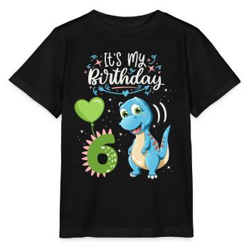 Dinosaure de 6e anniversaire, enfant dinosaure, 6 ans - T-shirt bio MINI CREATOR Stanley/Stella Enfant - noir - Devant - Mikhail (115cm)
