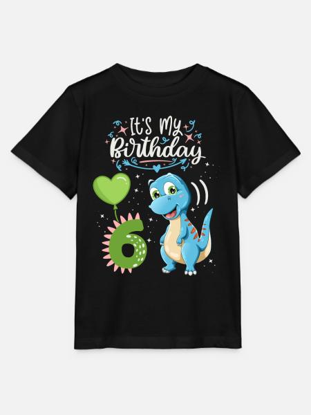 6. Geburtstag Dinosaurier, Dino-Kind, 6 Jahre alt - Stanley/Stella Kinder T-Shirt MINI CREATOR - Schwarz