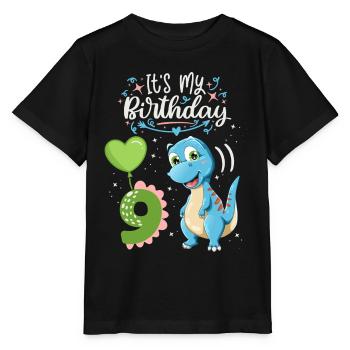 Dinosaure de 9e anniversaire, enfant dinosaure, 9 ans - T-shirt bio MINI CREATOR Stanley/Stella Enfant - noir - Devant - Mikhail (115cm)
