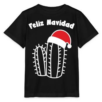 feliz navidad frohes fest Kaktus Weihnachtsmütze - Stanley/Stella Kinder T-Shirt MINI CREATOR  - Schwarz - Vorne - Mikhail (115cm)