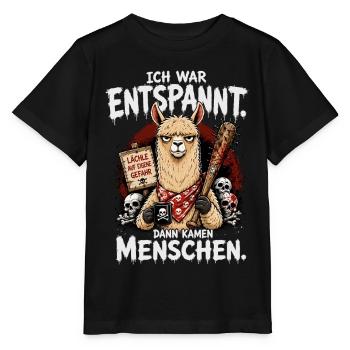 Ich War Entspannt Dann Kamen Menschen Lama - Stanley/Stella Kinder T-Shirt MINI CREATOR  - Schwarz - Vorne - Mikhail (115cm)