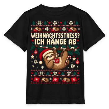 Faultier - Weihnachtsstress Ich hänge ab - Stanley/Stella Kinder T-Shirt MINI CREATOR  - Schwarz - Vorne - Mikhail (115cm)
