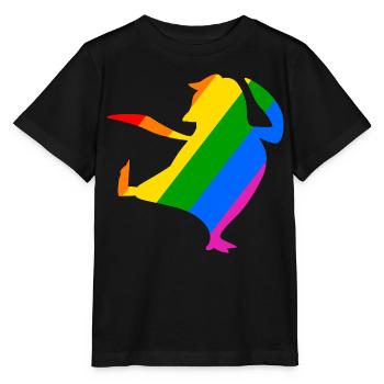 Regenbogen Pinguin macht Karate - Stanley/Stella Kinder T-Shirt MINI CREATOR  - Schwarz - Vorne - Mikhail (115cm)