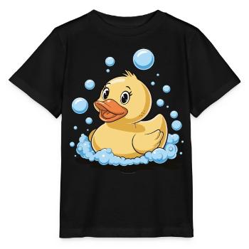 Rubber Duck Bathing Bubbles Water Bird Animal - Stanley/Stella MINI CREATOR Kids’ T-Shirt - black - Front - Mikhail (115cm)