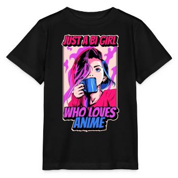 Bisexueller Stolz Nur ein BI-Mädchen, das Anime li - Stanley/Stella Kinder T-Shirt MINI CREATOR  - Schwarz - Vorne - Mikhail (115cm)