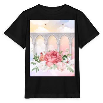Angelcore Ästhetische Rosen Heaven Angels - Stanley/Stella Kinder T-Shirt MINI CREATOR  - Schwarz - Vorne - Mikhail (115cm)