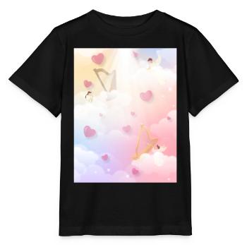 Angelcore Aesthetic Heaven Engel Harfen - Stanley/Stella Kinder T-Shirt MINI CREATOR  - Schwarz - Vorne - Mikhail (115cm)