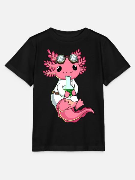 Biopunk Lindo Kawaii Axolotl Científico - Camiseta para niños MINI CREATOR de Stanley/Stella - negro
