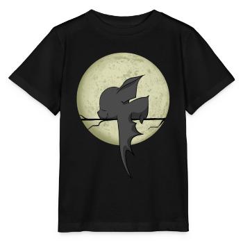 süße Fledermaus schläft, mit Mond, Comic - Stanley/Stella Kinder T-Shirt MINI CREATOR  - Schwarz - Vorne - Mikhail (115cm)