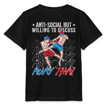 Muay Thai Anti-Social Mais Volontaire Fighter Boxing - T-shirt bio MINI CREATOR Stanley/Stella Enfant - noir - Devant - Mikhail (115cm)