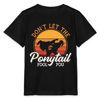 Taekwondo Don't Let The Ponytail Fighter Fight - Stanley/Stella MINI CREATOR Kids’ T-Shirt - black - Front - Mikhail (115cm)