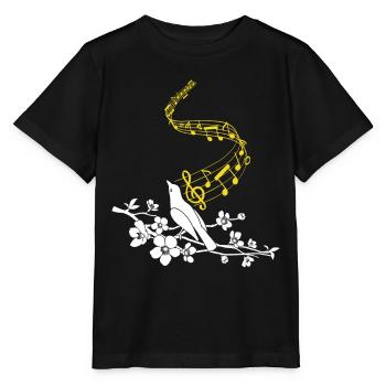 Musiknoten Niedlicher singender Vogel - Stanley/Stella Kinder T-Shirt MINI CREATOR  - Schwarz - Vorne - Mikhail (115cm)