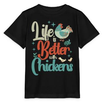 Hühner Hahn Huhn Bauer Henne Geflügel Hahn - Stanley/Stella Kinder T-Shirt MINI CREATOR  - Schwarz - Vorne - Mikhail (115cm)