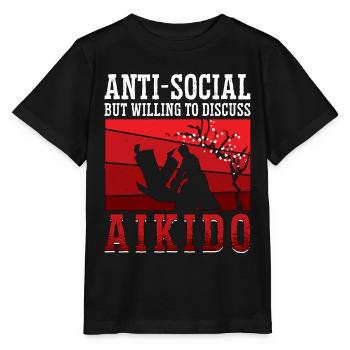 Aikido Anti-Social Mais Volontaire Combattant Samouraï - T-shirt bio MINI CREATOR Stanley/Stella Enfant - noir - Devant - Mikhail (115cm)