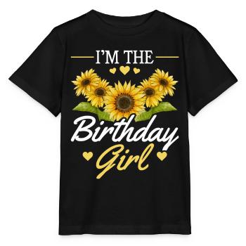 Birthday Girl Sunflower Girl Flower - Stanley/Stella MINI CREATOR Kids’ T-Shirt - black - Front - Mikhail (115cm)