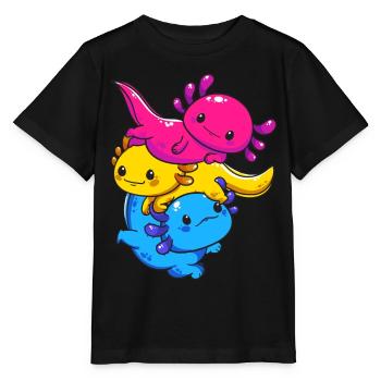 Subtle Pansexual Pride Flag Kawaii Axolotl LGBTQ - Stanley/Stella MINI CREATOR Kids’ T-Shirt - black - Front - Mikhail (115cm)