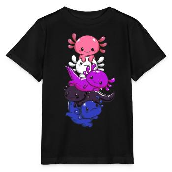 Subtle Genderfluid Flag Kawaii Axolotl LGBTQ - Stanley/Stella MINI CREATOR Kids’ T-Shirt - black - Front - Mikhail (115cm)