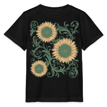 Baroque Esthétique Tournesol Motif Dark Academia - T-shirt bio MINI CREATOR Stanley/Stella Enfant - noir - Devant - Mikhail (115cm)