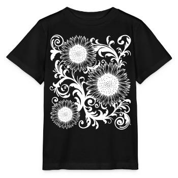Baroque Esthétique Tournesol Motif Dark Academia - T-shirt bio MINI CREATOR Stanley/Stella Enfant - noir - Devant - Mikhail (115cm)