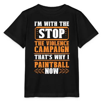 Paintball I'm With Stop Violence Now Airgun Player - Stanley/Stella MINI CREATOR Kids’ T-Shirt - black - Front - Mikhail (115cm)