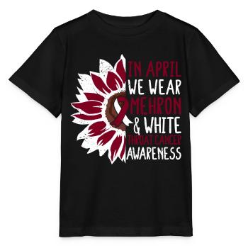 Kehlkopfkrebs Awareness Sonnenblume - Stanley/Stella Kinder T-Shirt MINI CREATOR  - Schwarz - Vorne - Mikhail (115cm)