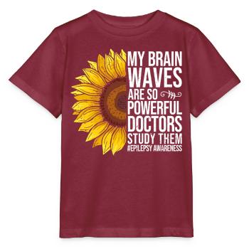 Epilepsy Awareness Sunflower - Stanley/Stella MINI CREATOR Kids’ T-Shirt - burgundy - Front - Kain (125cm)
