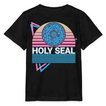 Holy Seal Archangel Retro - Stanley/Stella MINI CREATOR Kids’ T-Shirt - black - Front - Mikhail (115cm)