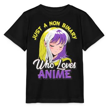 Fille d’anime non-binaire Juste un non-binaire, - T-shirt bio MINI CREATOR Stanley/Stella Enfant - noir - Devant - Mikhail (115cm)