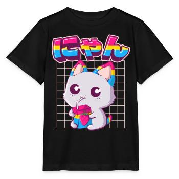 Pansexual Pride Kawaii Cat Lait de fraise Pansex - T-shirt bio MINI CREATOR Stanley/Stella Enfant - noir - Devant - Mikhail (115cm)